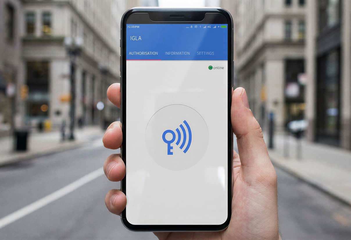 telefon z aplikacją IGLA